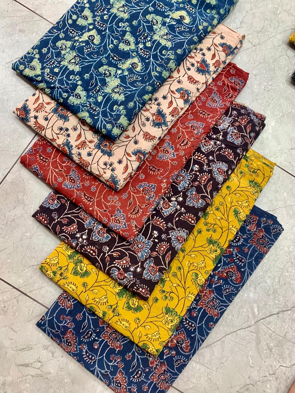 Ajrakh pure cotton handblock printed fabric in cream base with multicolour square geometric pattern